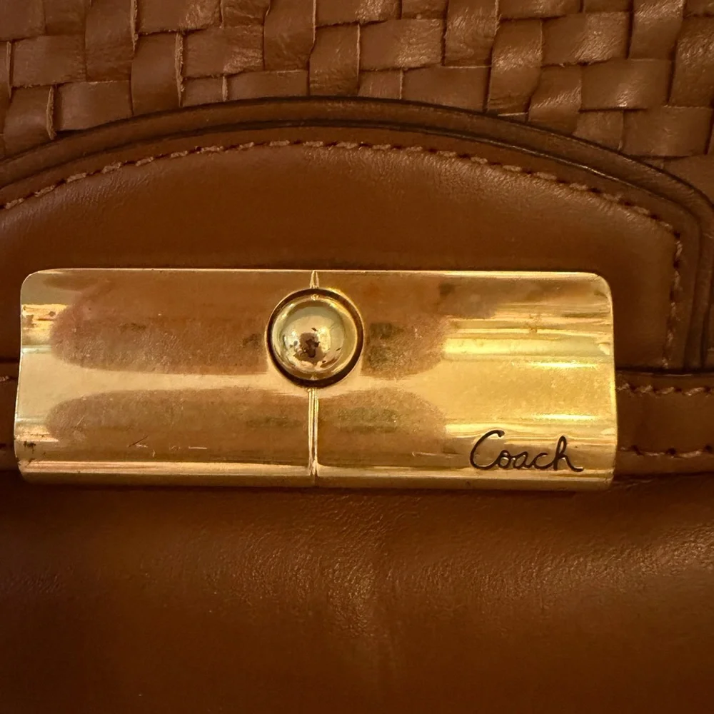 Coach Kristin Woven Leather Flap Wristlet EUC